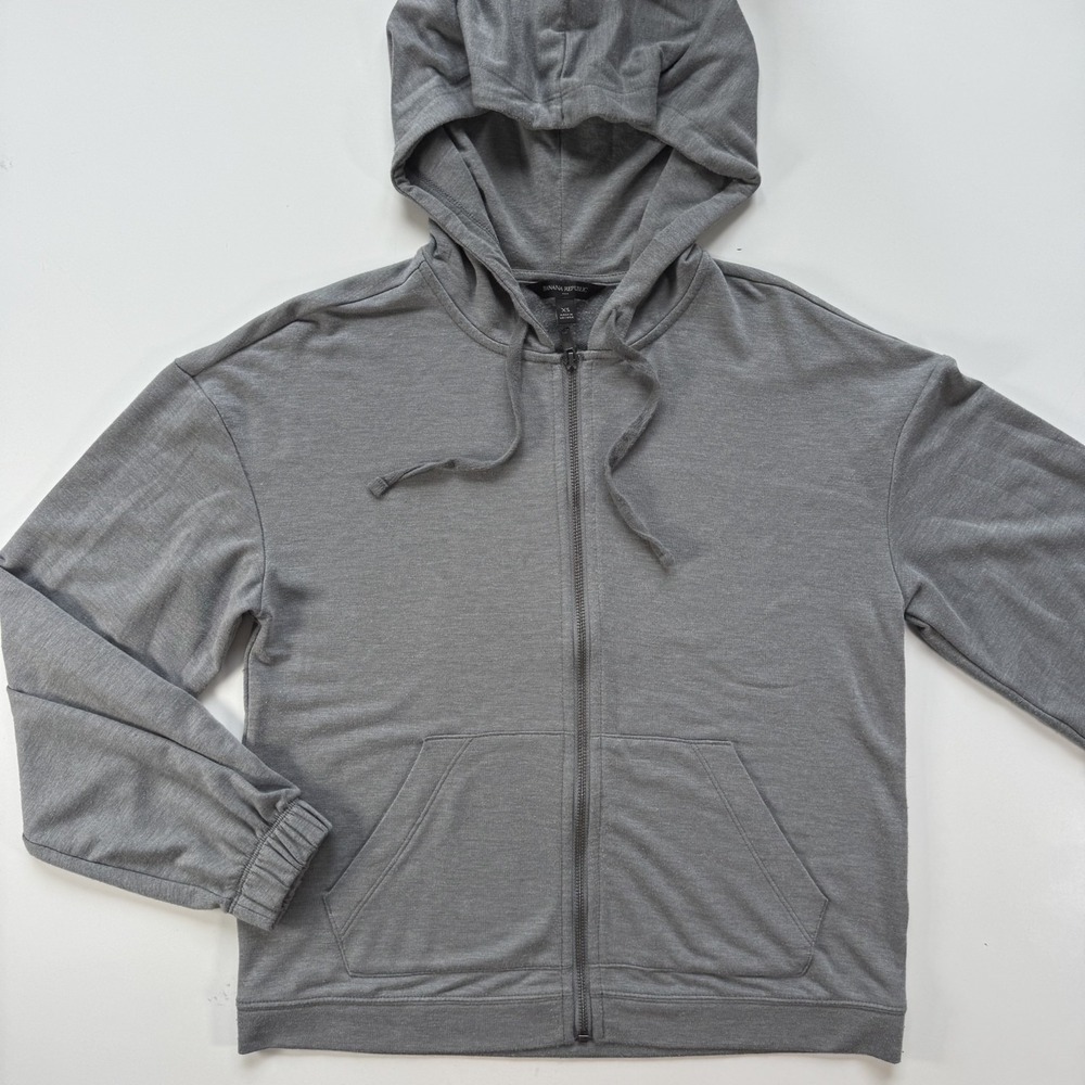 BANANA REPUBLIC Full Zip Hoodie Jacket Womens XS Gray Lightweight 754755-03 Soft